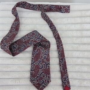 100% Silk Minar Silk Paisley Tie in Burgundy and Navy